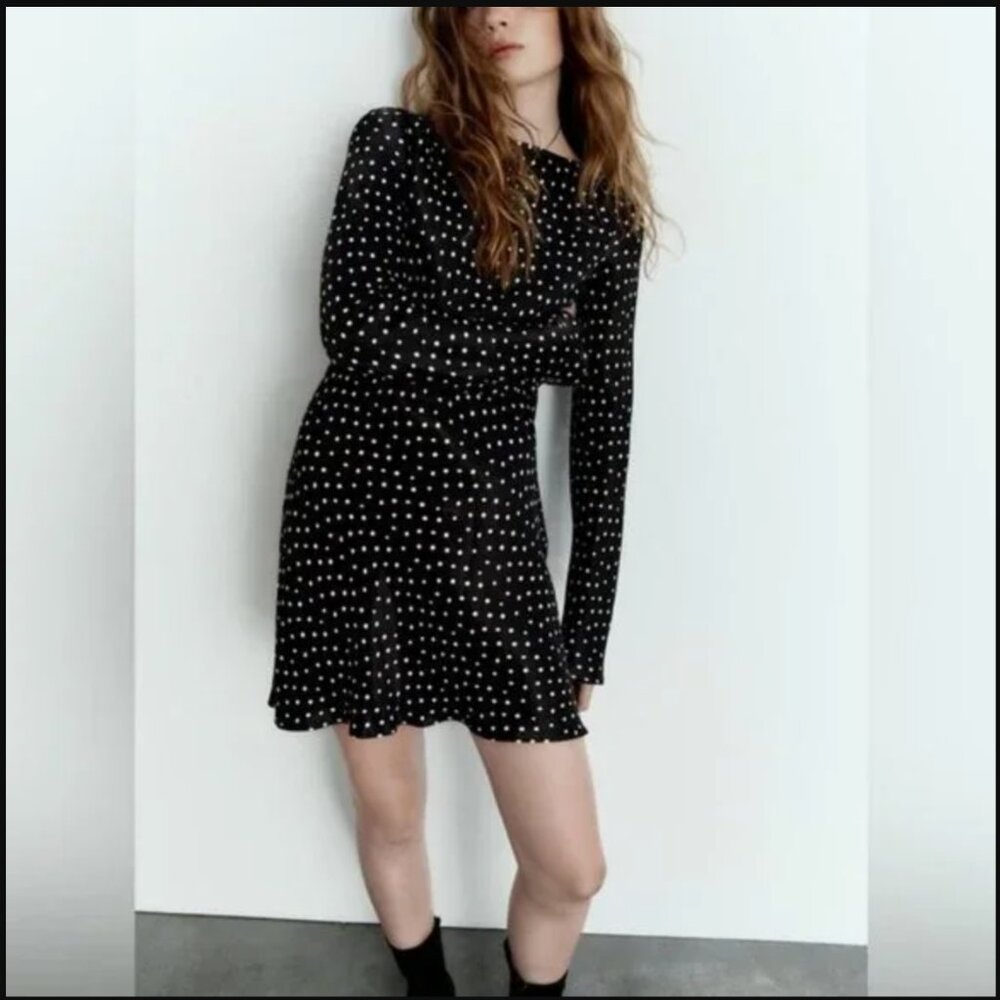 Zara POLKA DOT SATIN DRESS
